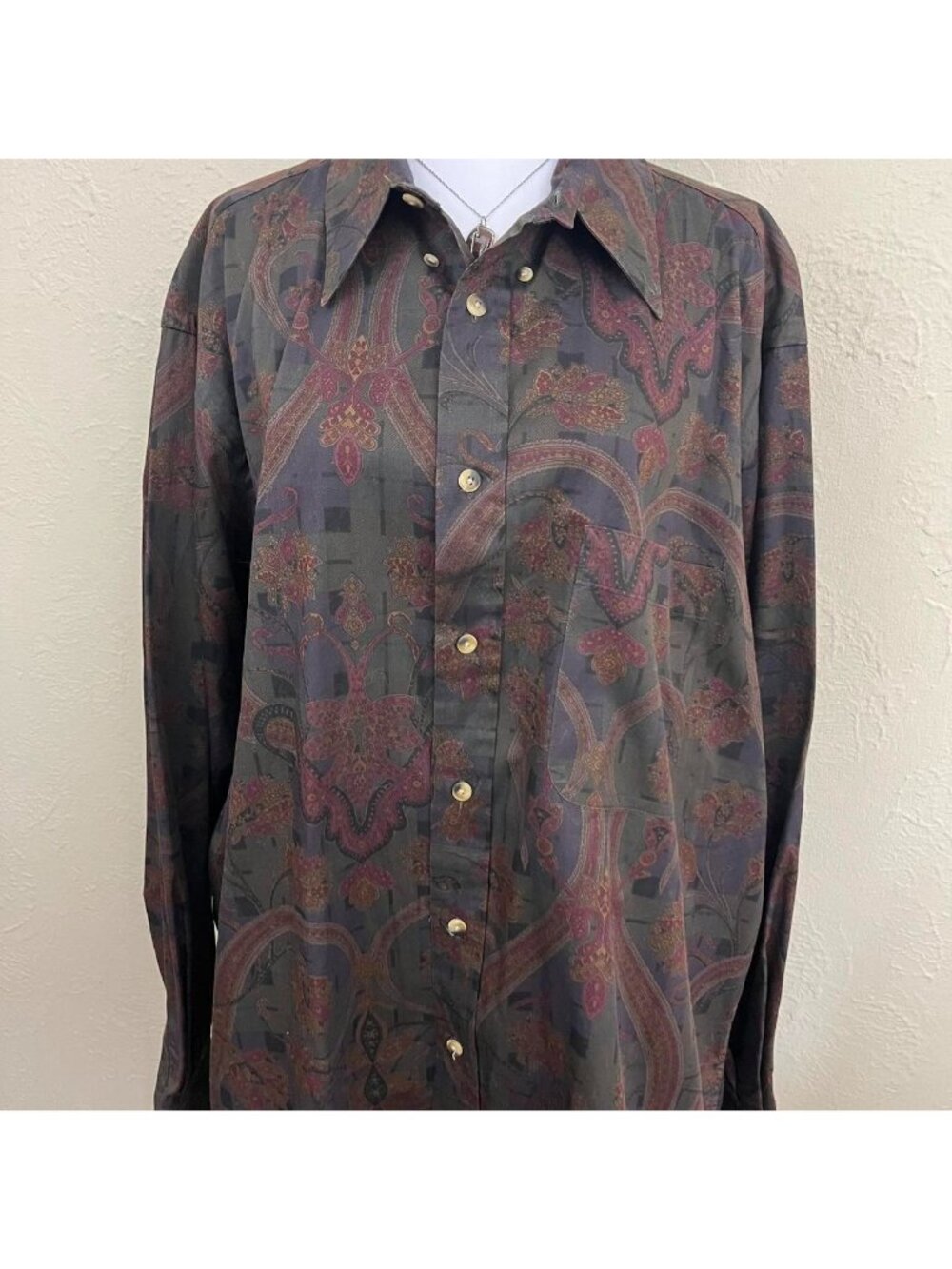90s paisley boho artsy indie skater button down shirt - Picture 4 of 8
